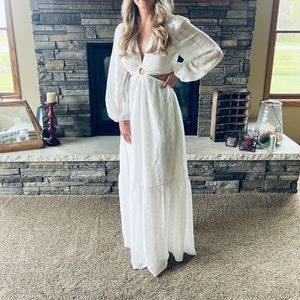 Pink Lily Maxi White Dress